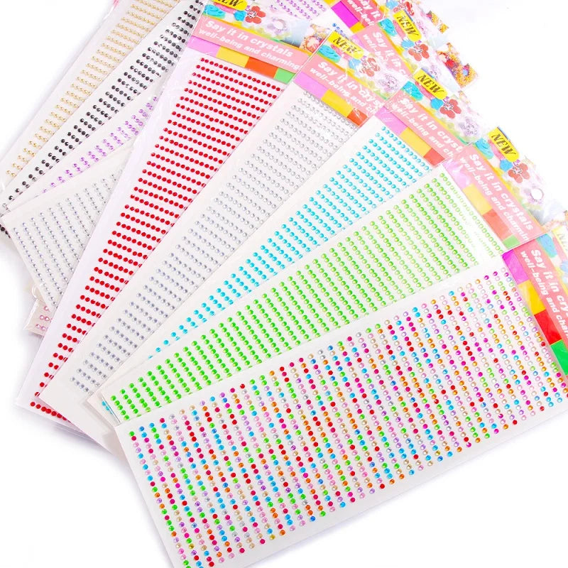 New 3mm Rhinestones for Face Makeup Crystals Bright Face Jewelry Gems Stickers Children's Stickers Adhesive Glitters for Face