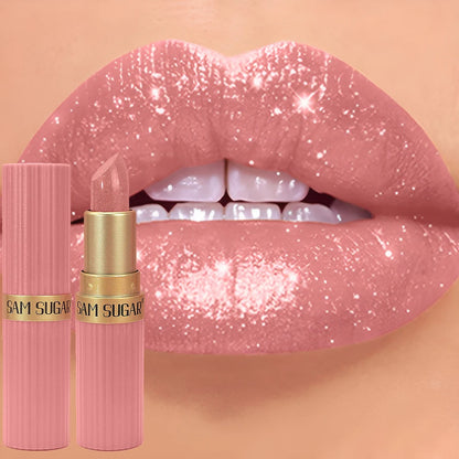 Diamond Glitter Lip Stick Waterproof Lasting Pearlescent Metallic Lip Balm Brown Lipgloss Women Lips Gloss Makeup Cosmetics