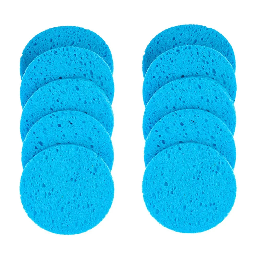 10pcs 8cm Face Round Makeup Remover Tool Natural Wood Pulp Sponge Cellulose Compress Cosmetic Puff Facial Washing Sponge