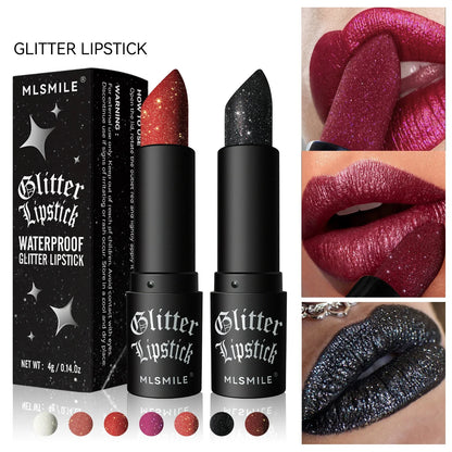 Waterproof Nude Glitter Lipstick 7 Colors Long Lasting Non-stick Cup Velve Red Mermaid Sexy Shimmer Lipsticks Makeup Cosmetic