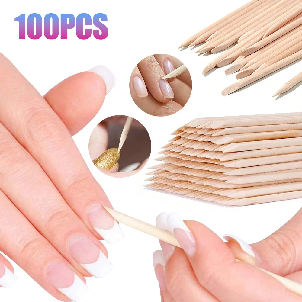 LINMANDA 100 Nail Clippers Orange Wood Nail Clippers Double-Sided Multi-Functional Cuticle Pusher Manicure and Pedicure Tools