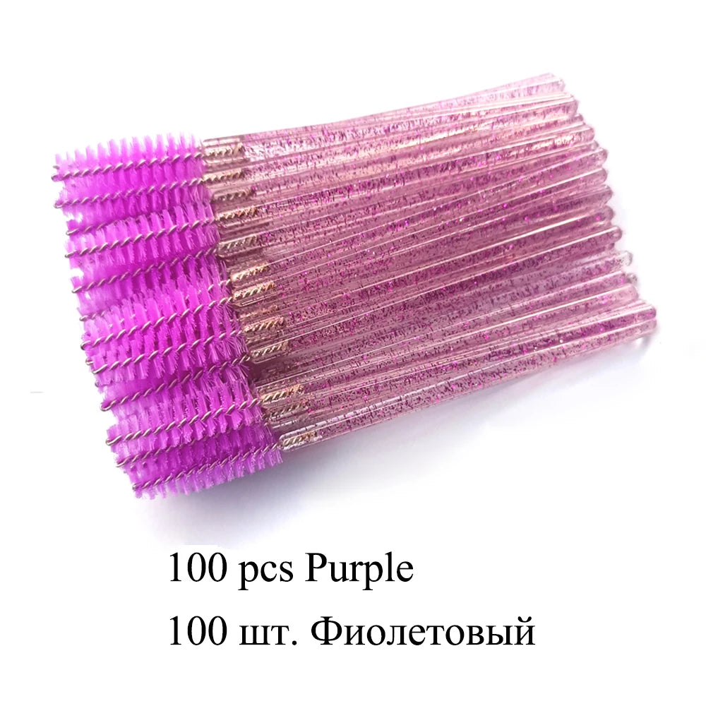 100Pcs Crystal Eyelash Brush Disposable Mascara Wands Eyelash Extension Microbrush Eyebrow Applicator Makeup Brush