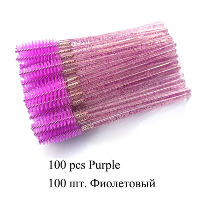 100Pcs Crystal Eyelash Brush Disposable Mascara Wands Eyelash Extension Microbrush Eyebrow Applicator Makeup Brush