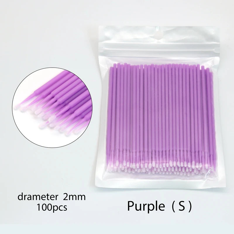 100Pcs Disposable MicroBrush Lash Cotton Swab Eyelash Extension Glue Cleaning Brushes Applicator Sticks Makeup Tools Wholesale