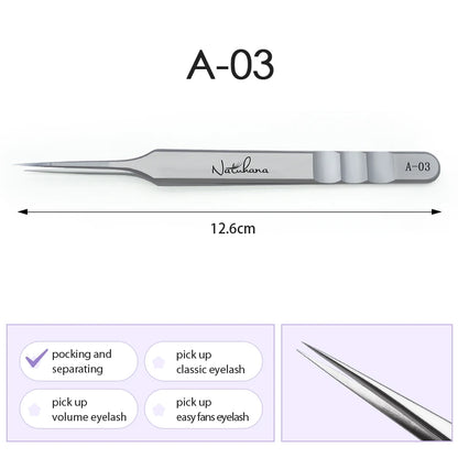 NATUHANA Professional Eyelash Extension Tweezers, High Precision Anti-Static Stainless Steel Lash Tools for Volume & Isolation