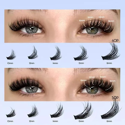 DIY Clusters Lash Kit Full Set 8-16mm Mix Bond&Seal Tweezers Lash for Self Application Makeup Individual Eyelash Extensions