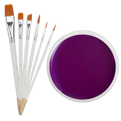 30g Professional Face Paint with 6 Brushes Body Paint Oil Face Painting Makeup Safe for Kids and Adults Split Color