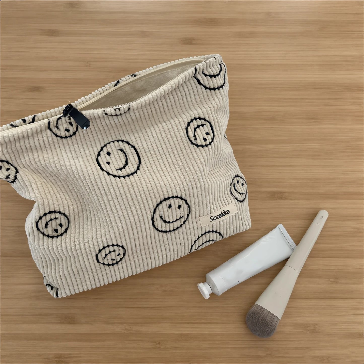 Corduroy Women Cosmetic Bag Large Capacity Makeup Storage Bag Travel Portable Organizer Zipper Wash Bag