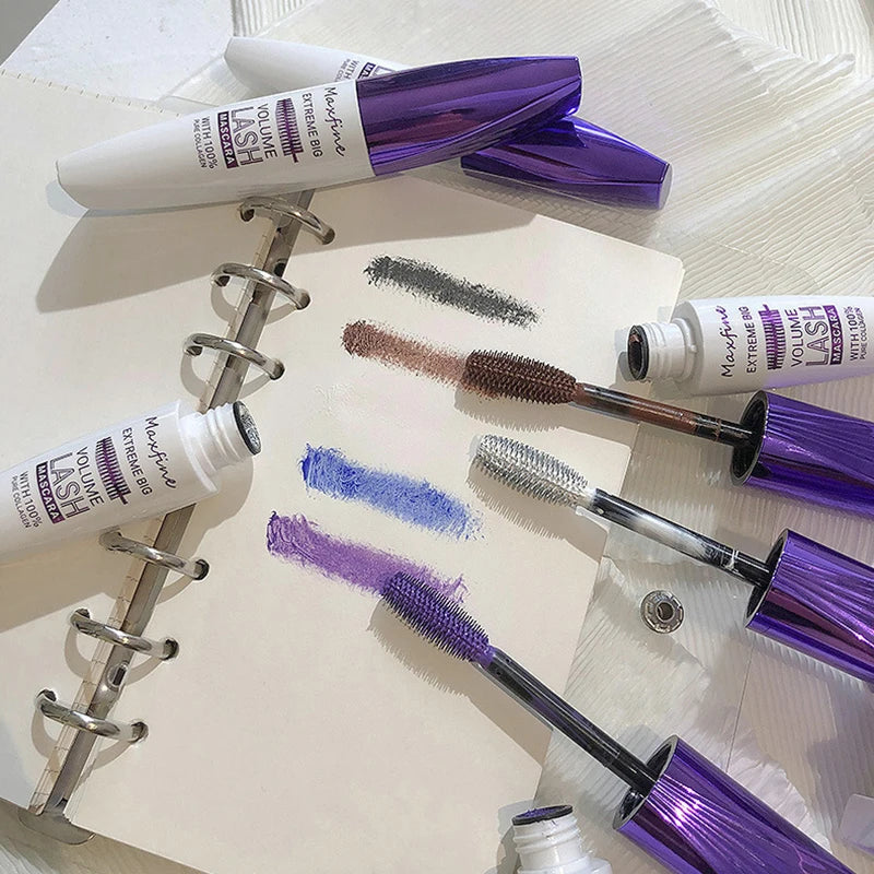 Colorful Eyelash Mascara 5D Silk Fiber Volume Curling Lengthening EyeLashes Extension Purple Blue White Waterproof Eye Makeup