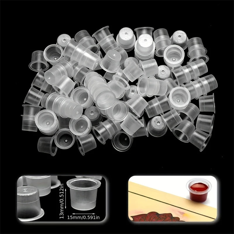 Disposable Tattoo Transparent Ink Cups Permanent Makeup Coloring Pigment Cup Container Tattoo Accessory for Tattoo Artists