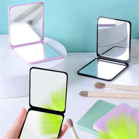 Portable Foldable Double-Sided Makeup Mirror Mini Pocket Size for Student Dormitory Desktop Home Decor Small Gift