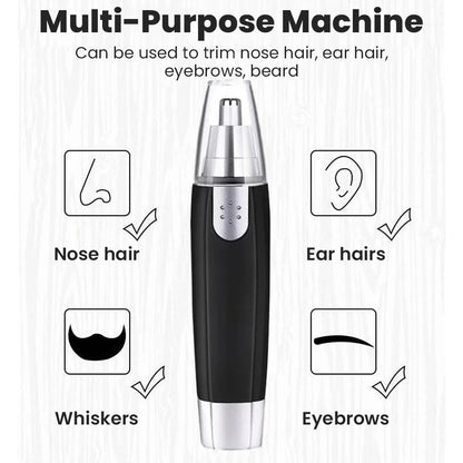 3-in-1 Rechargeable Facial Hair Trimmer - Painless Electric Nose, Ear & Eyebrow Shaver for Men & Women, Portable Grooming Kit