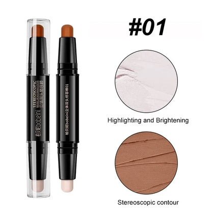 Double Head Highlight Pen High Quality Makeup Base Foundation Stick Contouring Stick for Three-dimensional Nose Bridge Shadow
