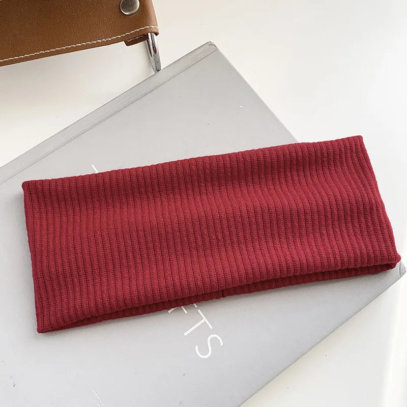 Korean Wide Elastic Hairband for Women Versatile Hair Clips for Washing and Makeup Spring Sports Knitted Headbands
