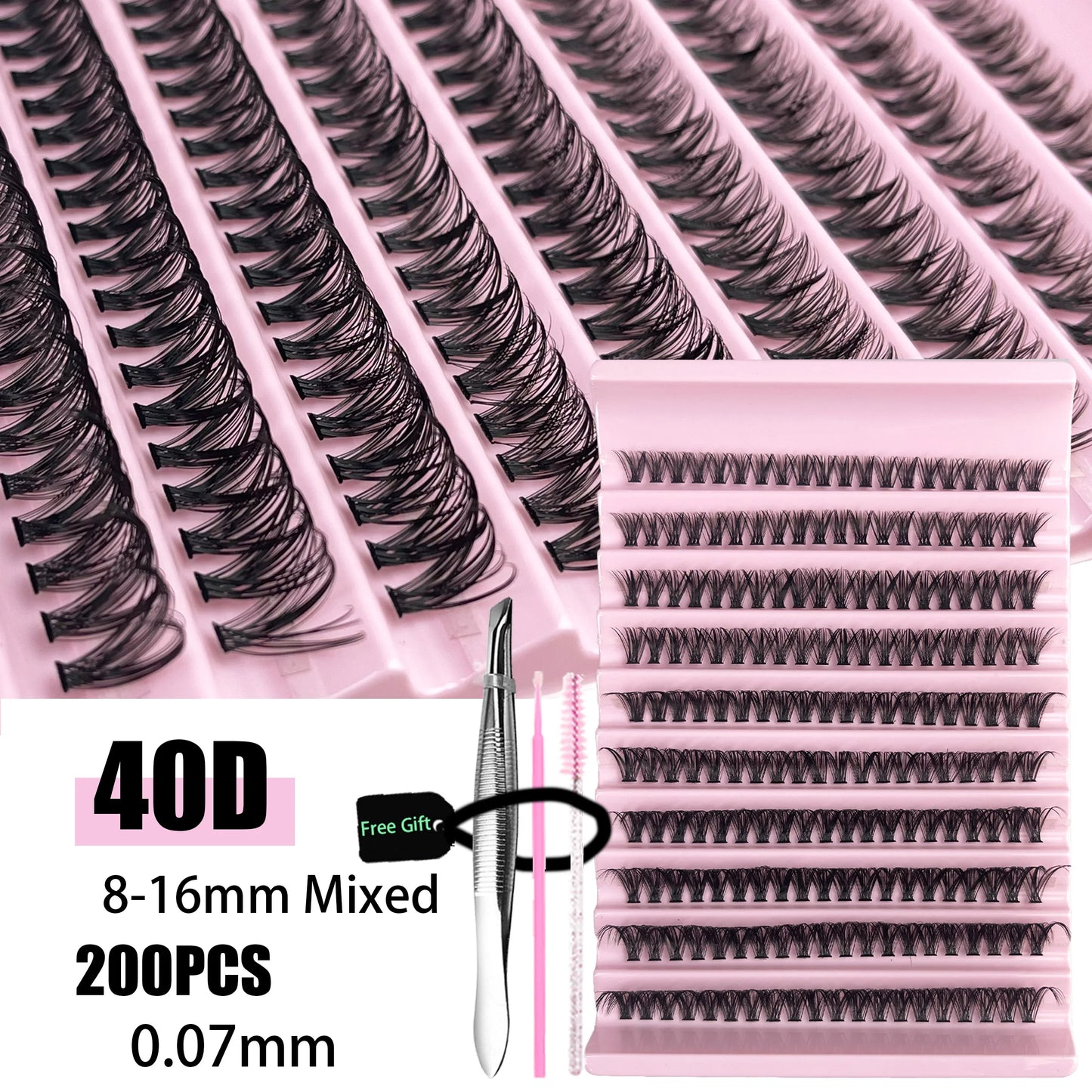 200 Clusters Individual Lash Cluster DIY Eyelash Extension Lash Volume Natural Eyelashes bundle 3D Faux False Mink Lashes Makeup