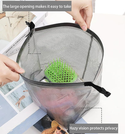 1PC Waterproof Mesh Cosmetic Bag for Travel, Gym, Bathroom, Quick-Dry Toiletry Organizer with Handle Portable Makeup Pouch