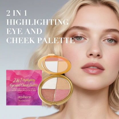 4-in-1 Blush Highlighter Palette Eye Shadow Contouring Cream Face Cheek Brightening Blush Powder Multifunction Makeup Palette