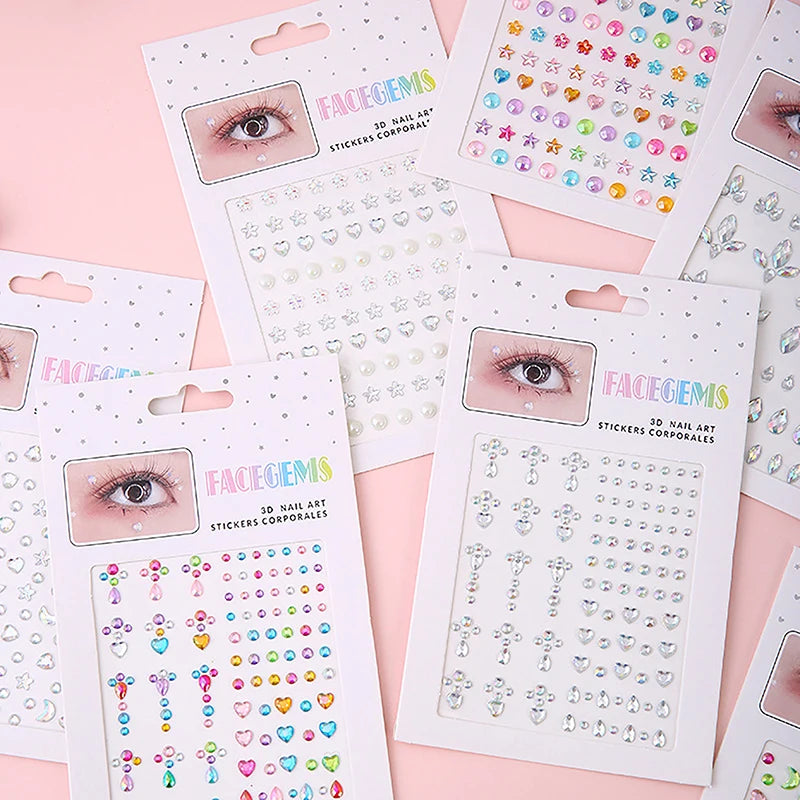 Makeup Diamond Eyes Face Festival DIY Body Crystal Gems Tattoo Adhesive Rhinestone Nail Art Decoration Acrylic Eyeshadow Sticker