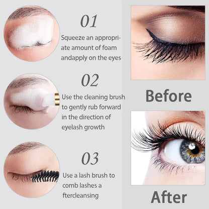 20/40PCS Suit 60ML Empty Pump Bottle Eyelash Shampoo Care Makeup Tool Travel Foam Dispenser Bottle Plastic Cleanser Soap Care
