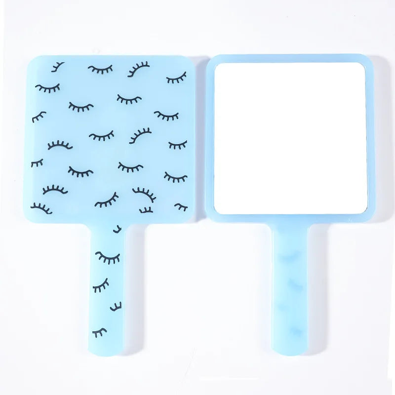Square Handheld Eyelash Extension Makeup Vanity Mirror  Student Bathroom Handle Hand Mirror SPA Salon Compact Mirrors Portable