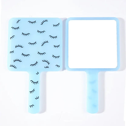 Square Handheld Eyelash Extension Makeup Vanity Mirror  Student Bathroom Handle Hand Mirror SPA Salon Compact Mirrors Portable