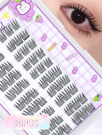 60-Piece Glue-Free Self-Adhesive False Eyelashes, perfect for DIY projects and festive celebrations.