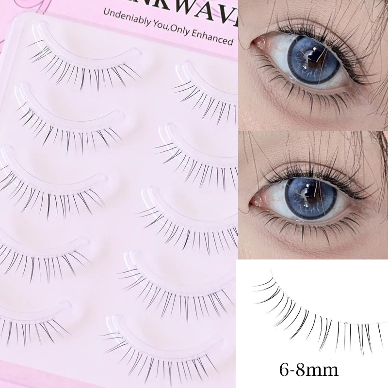 5 Pair Clear Band Lower Eyelashes Handmade False Eyelashes Bottom Lashes Natural Manga Lashes douyin makeup lash Extension