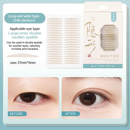 GECOMO 240PCS Invisible Double Eyelid Sticker High adhesive Traceless Natural Long-lasting Enlarge Eyes Beauty Tape Makeup Tool