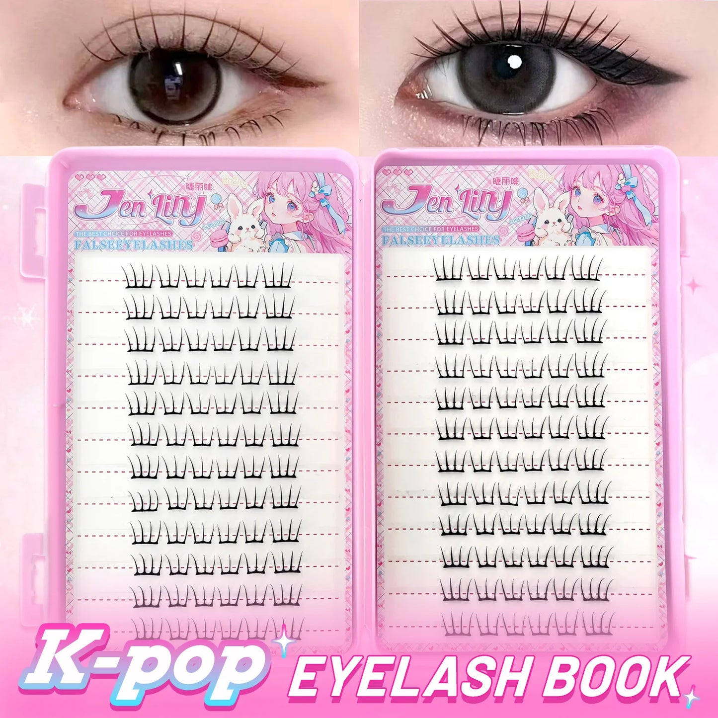 【K-pop 2.0 Style】Self Adhesive False Eyelashes - No Glue Needed Easy to Wear in Seconds Trendy for Daily/Party Eye Makeup