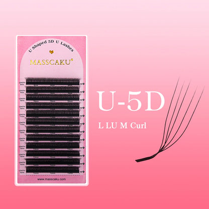 MASSCAKU L LU M Curl U Shaped Lashes 3D 4D 5D Super Soft Light Natural Eyelash Extensions High Quality Parallel Makeup Supplies