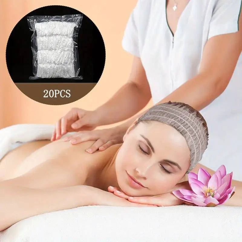 50 PCS Disposable Spa Headbands Soft Non-woven Facial Hair Band Elastic Facial Head Wraps Cloth Stretch Skin Care Makeup Sauna