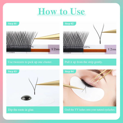 NAGARAKU YY Mesh Lash Y shape eyelashes extension premium mink soft light natural 4D makeup cross bloom false eyelash
