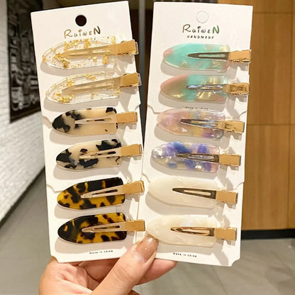 4Pcs Girls Leopard Seamless Hair Clip Set Women Acetate Sheet No Bend Bangs Clip Duckbill Clip Hairpins Makeup Hair Styling Tool