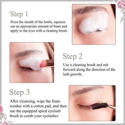 5/10PCS 50ML Eyelash Extension Shampoo Foam Mousse Kit Fast Makeup Glue Removal Foam Set Deeply Cleaning With Brush For Women