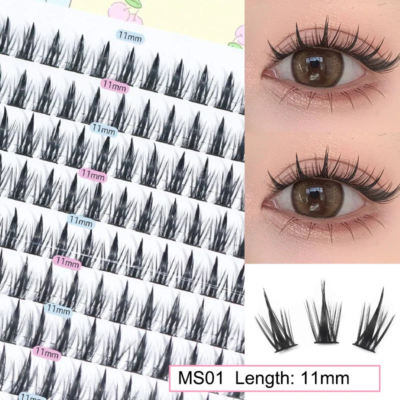 10 Pairs Fairy False Eyelashes Little Devil Individual Lashes Extension Naturally Heat Bonded Cluster Lashes Makeup Tools
