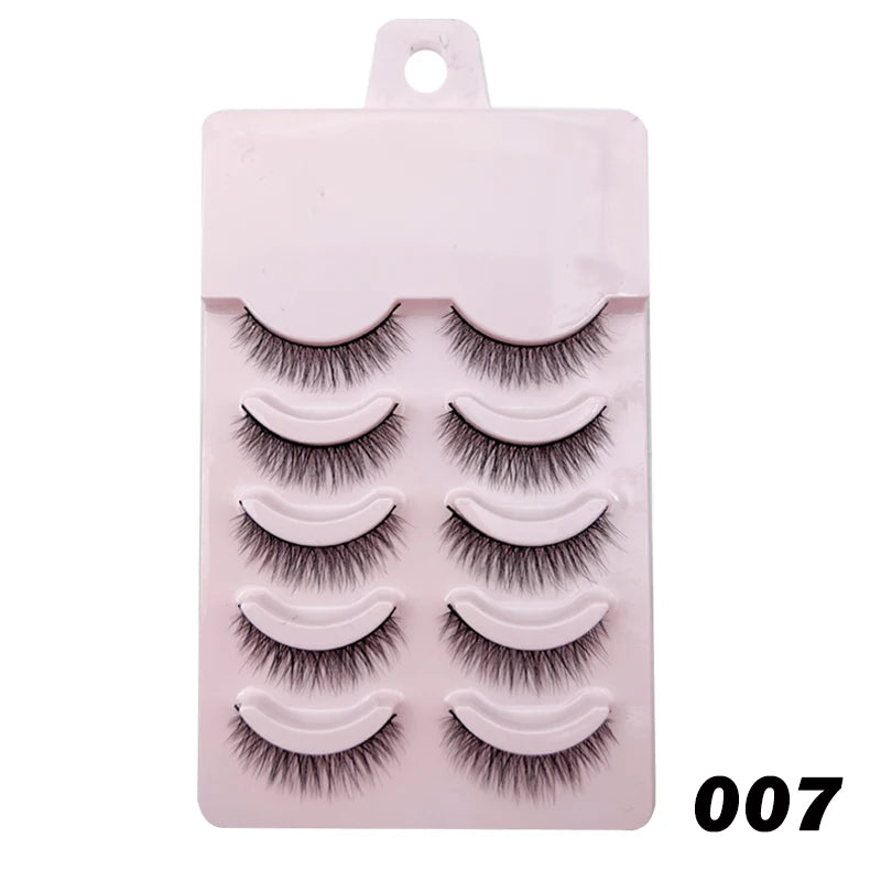 Natural Lashes 5/10 Pairs Eyelashes 3D Mink Lashes Manga Lashes Strip Lashes Band Soft Light False Eyelashes Makeup