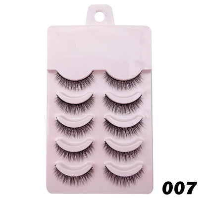 Natural Lashes 5/10 Pairs Eyelashes 3D Mink Lashes Manga Lashes Strip Lashes Band Soft Light False Eyelashes Makeup