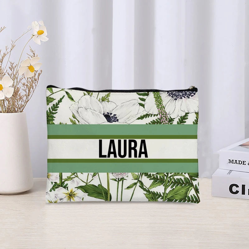 Custom Makeup Bag Trendy Canvas Travel Cosmetic Organizer Luxury Wedding Bridesmaid Gift Purse Vintage Brand Side Bag for Ladies
