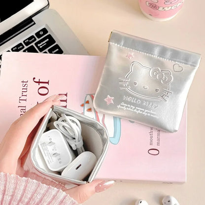 New Hello Kitty Organizer Bag Anime Cartoon Portable Makeup Bag Earphones Zero Wallet Lipstick Travel Storage Bag Accessory Gift