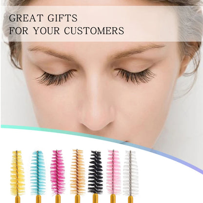 50Pcs Disposable Eyelash Makeup Brush Mascara Wands Gold Mini Eye Lash Brushes Short Eyebrow Comb Eyelashes Extension Tool