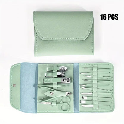 ‌16-Piece Professional Nail Clipper Set, Stainless Steel Fingernail and Toenail Tools, Unisex Nail Care Kit