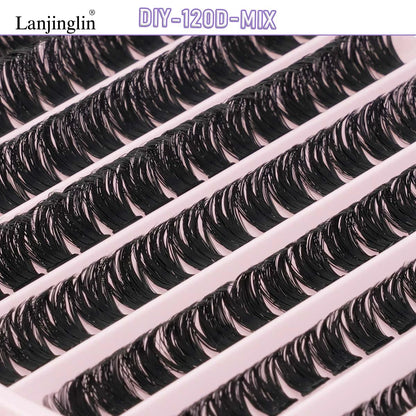 New 10Rows Individual Lashes Kit Natural Long DIY Cluster Eyelashes with Lash Bond and Seal Extension Kit Makeup Tools Faux Cils