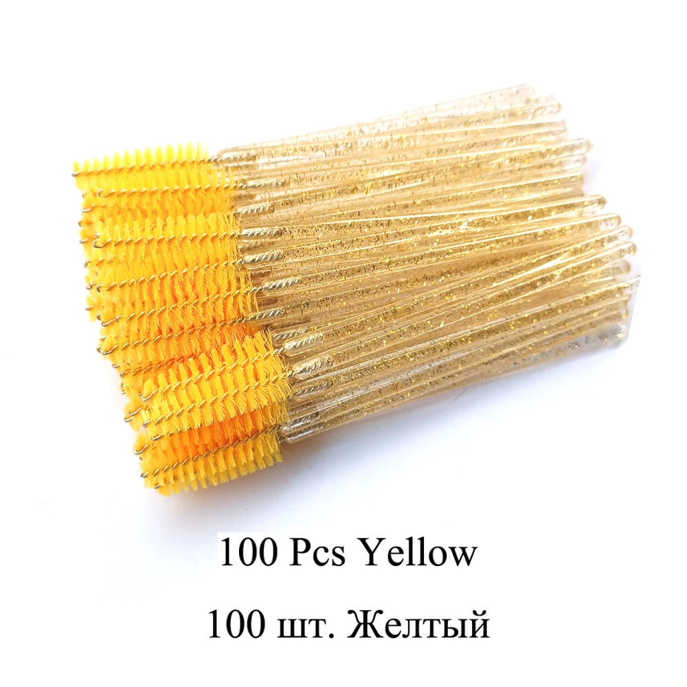 100Pcs Crystal Eyelash Brush Disposable Mascara Wands Eyelash Extension Microbrush Eyebrow Applicator Makeup Brush