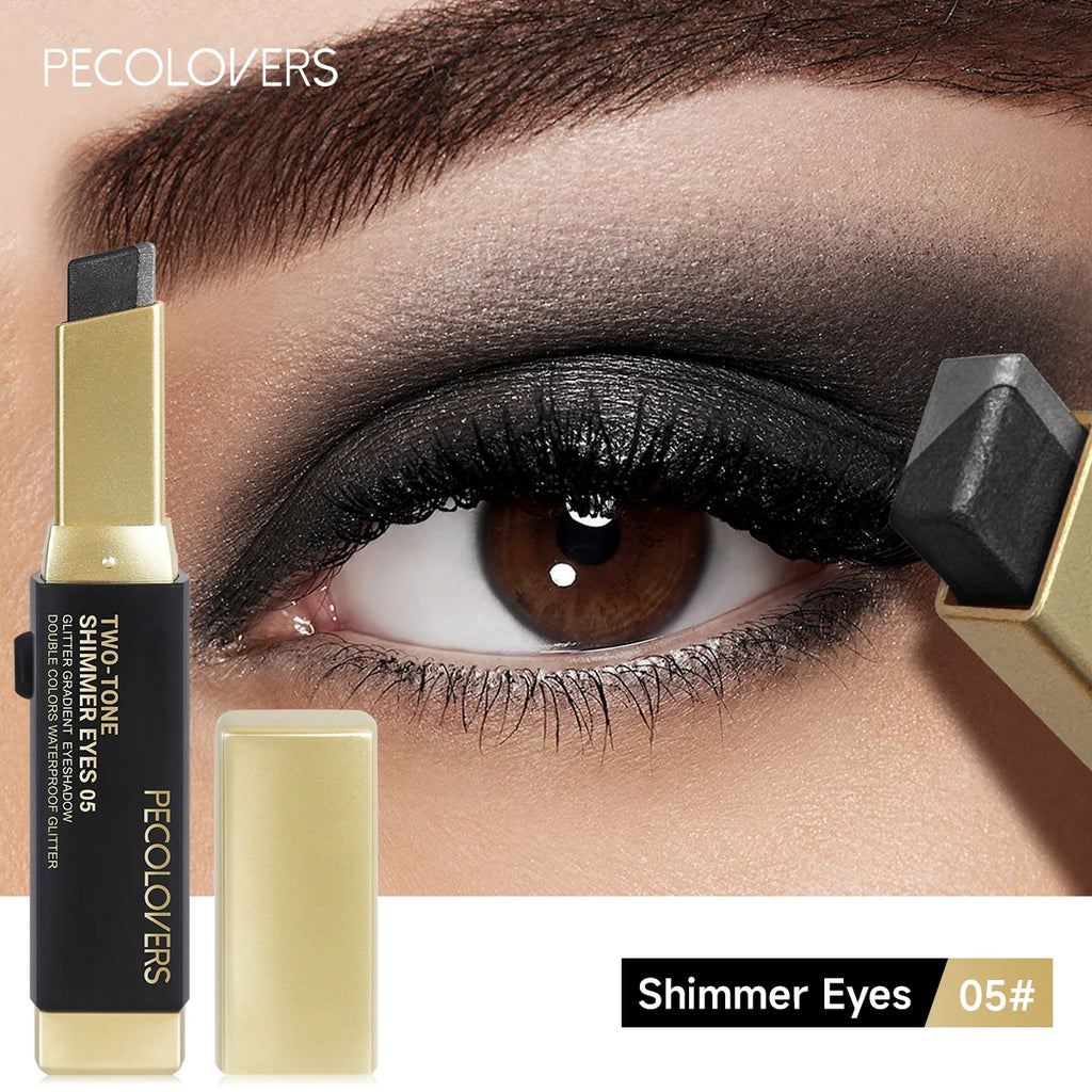 Double Color Eyeshadow Stick Glitter Highlight Shadow Stick Eye Makeup Waterproof Lasting Shimmer Metallic Eyeshadow Makeup