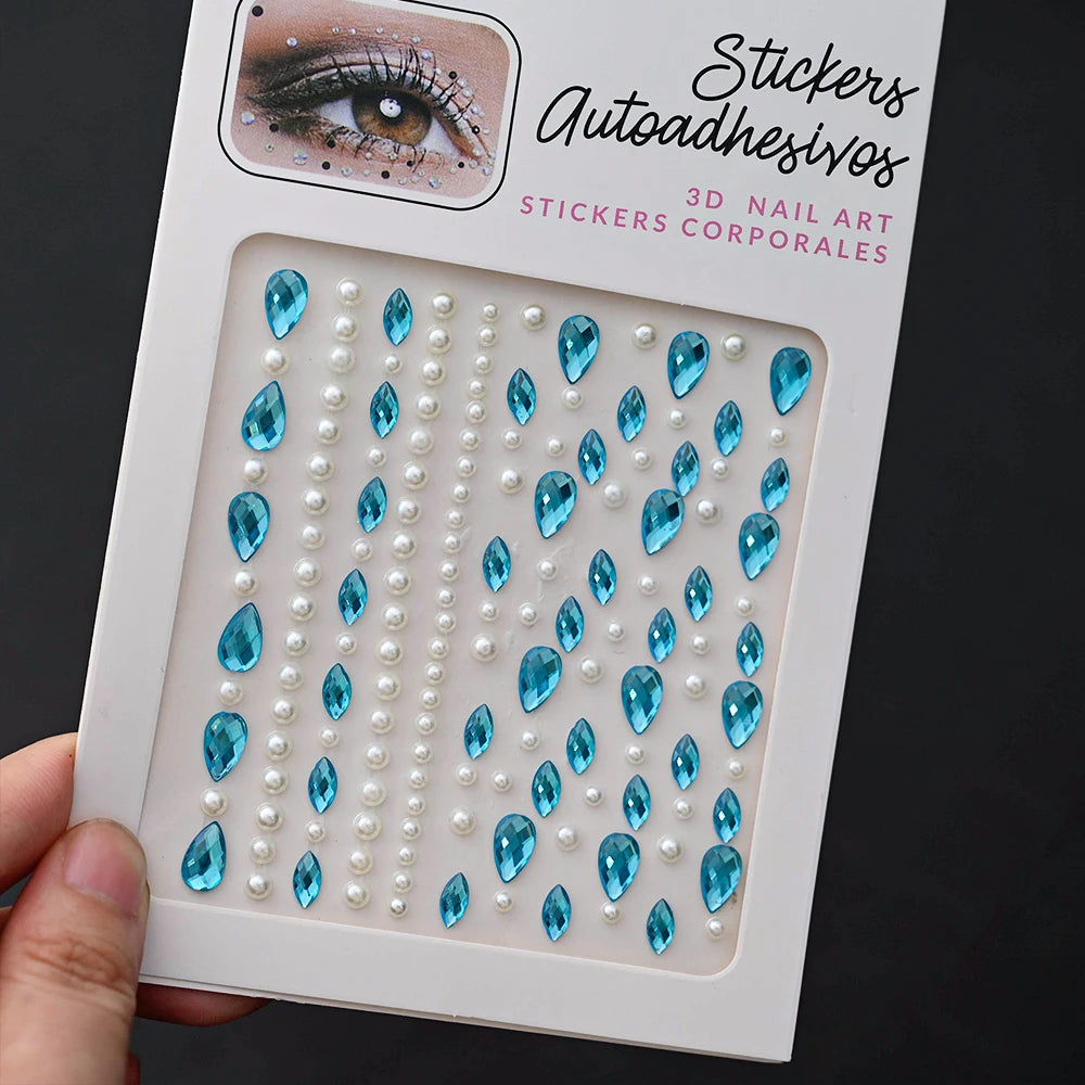 132/162/216/900pcs Coorful Diamonds Tattoos Stickers 3/4/5/6mm Face Rhinestones Tattoo for Party Body/Eye Makeup Gem Accessories
