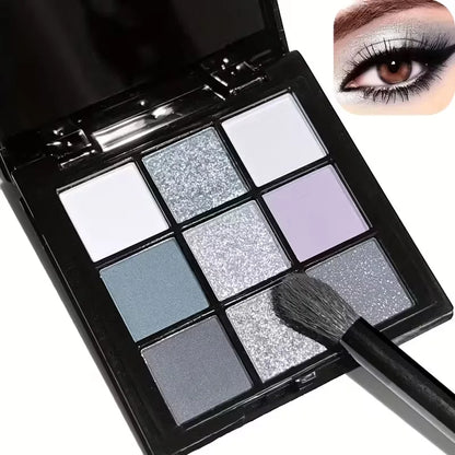 A 9-color smoky eyeshadow palette, long-lasting, waterproof, and easy to apply, perfect for creating a smoky punk makeup look.