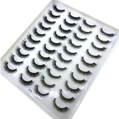 20 Pairs 3D Faux Mink Lashes Natural False Eyelashes Dramatic Fluffy Soft Wispy Volume Cross Reusable Eyelash MaKeup Tools