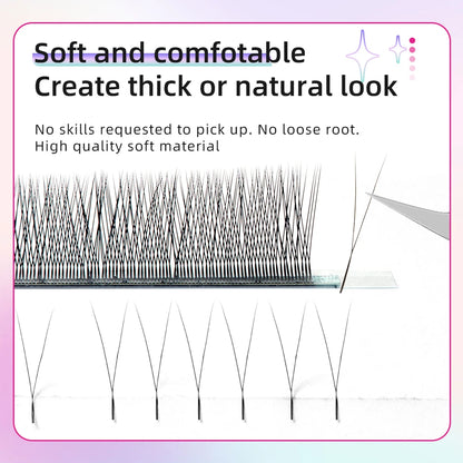 Yelix Single Tip 2D Y Shape Lashes Hand Woven Premium B C D L M Natural Eyelashes Extension Supplies Makeup Mesh Net Cross Lash