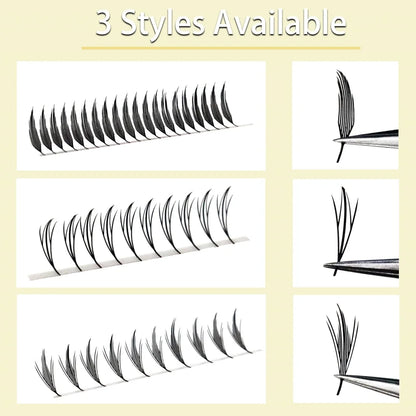 MIOFIA Tower Top Feather shape Eyelash Extension Comic Natural Lightweight  False Eyelashes Premade Fans Lashes for Makeup Tool