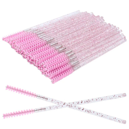 Clearance_50pcs Disposable Skinny Mascara Wands Mini Crystal Eyelash Brushes Micro Brush Lash Extension Supplies Mini Lash Brush